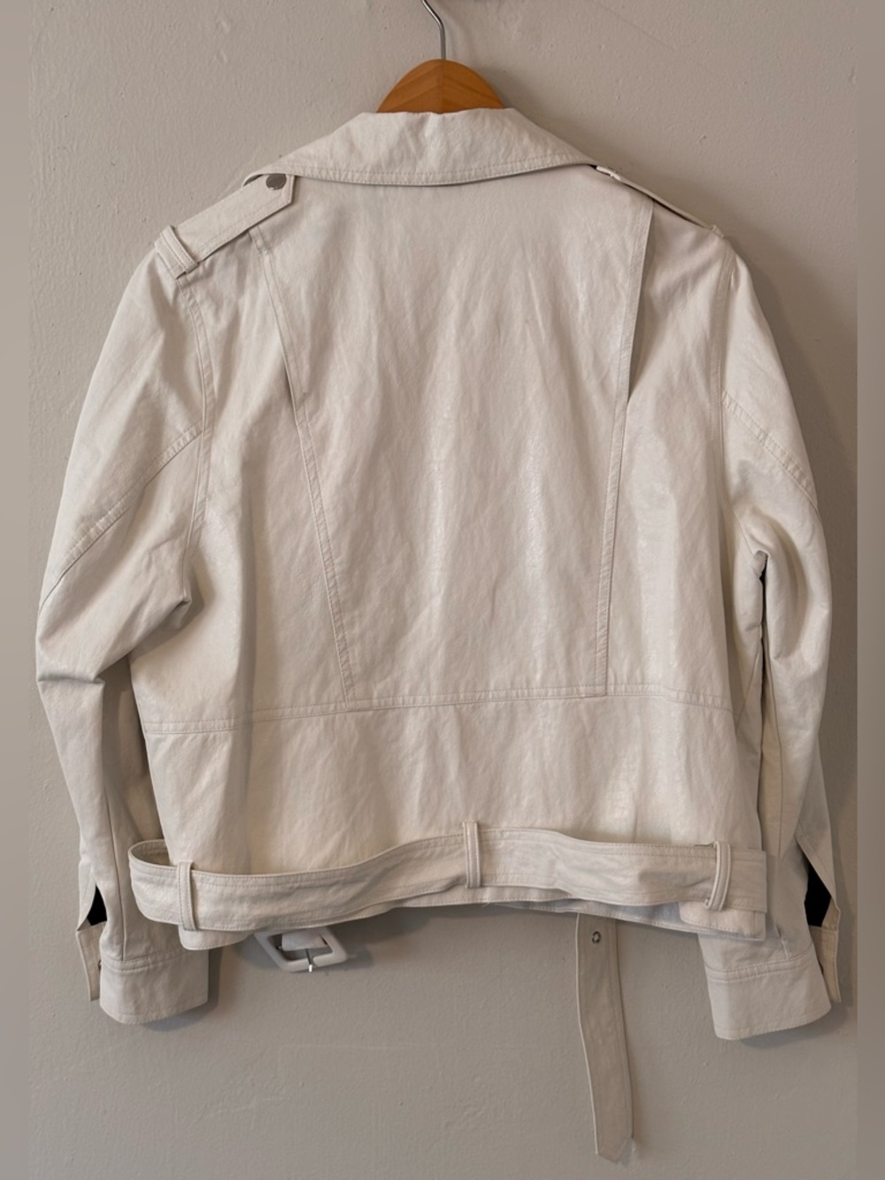 Zara Off White Lightweight Faux Leather Jacket Size M - Picture 4 of 16